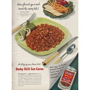 Derby Chili Con Carne Chili Vintage Print Ad 1947 u Original